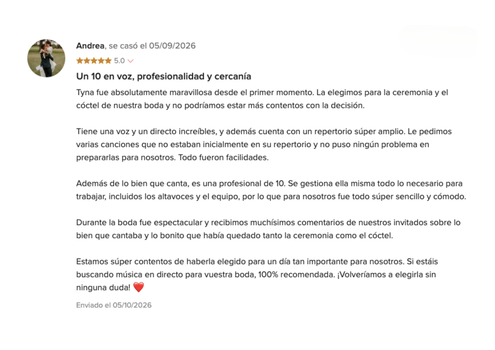 Destination Weddings on the Costa Blanca Five-star review from Andrea, wedding at a golf club