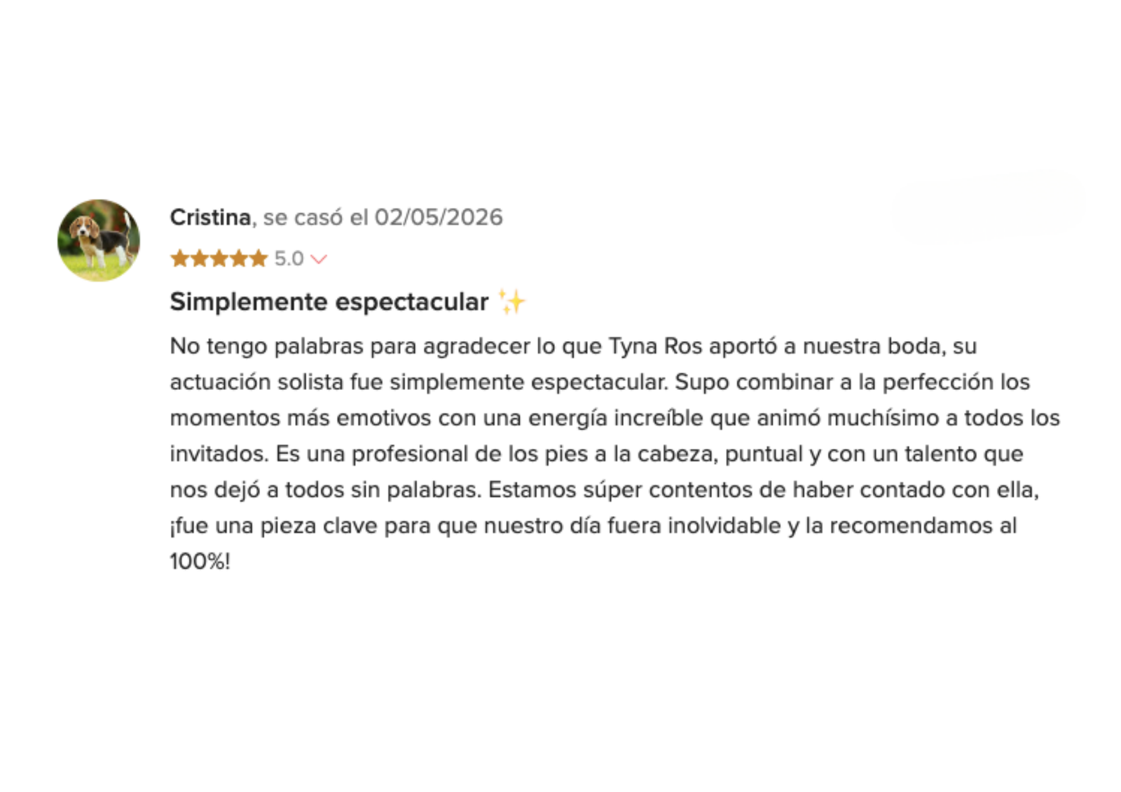 Destination Weddings on the Costa Blanca Five-star review from Cristina, wedding in Madrid