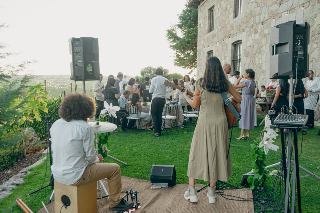 Destination Weddings on the Costa Blanca Tyna Ros performing as a duo at a destination wedding cocktail hour